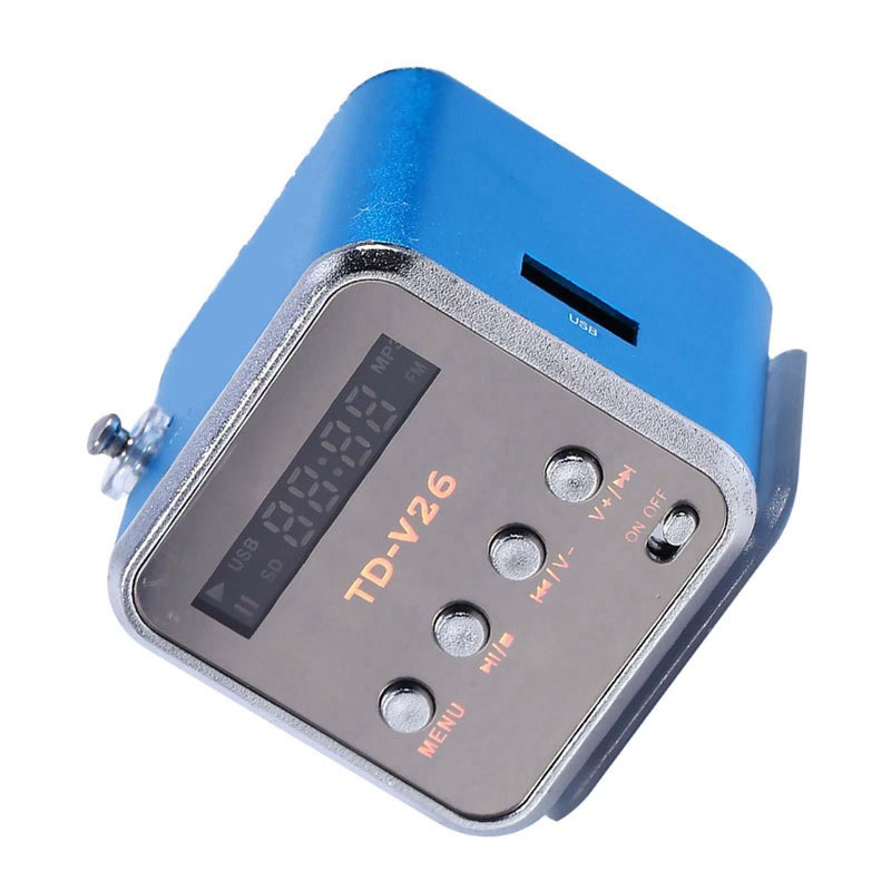 ZERONE Mini Speaker Digital Music Player, MP3 with FM Radio Portable Audio Player Supports TF/USB 5W Output Compact 5x5cm Design for Travel Home Car Bathroom & Outdoor Use (Blue) - Image 3